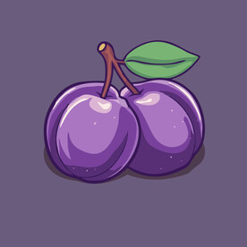 手绘李子水果矢量插图卡通美食