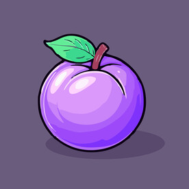 手绘李子水果矢量插图卡通美食