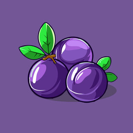 手绘李子水果矢量插图卡通美食