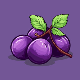 手绘李子水果矢量插图卡通美食