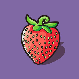 手绘草莓水果矢量插图卡通美食