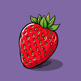 手绘草莓水果矢量插图卡通美食