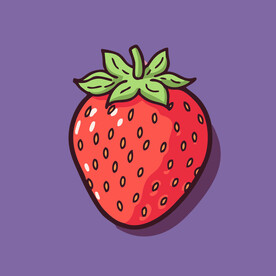 手绘草莓水果矢量插图卡通美食