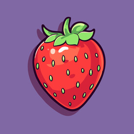 手绘草莓水果矢量插图卡通美食