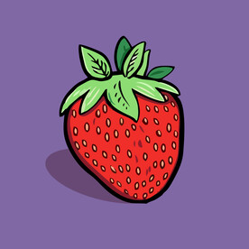 手绘草莓水果矢量插图卡通美食