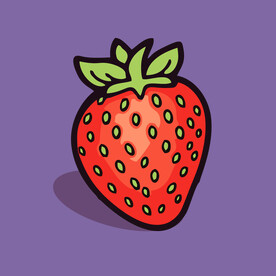 手绘草莓水果矢量插图卡通美食