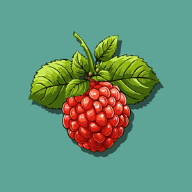手绘树莓水果矢量插图卡通美食