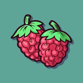 手绘树莓水果矢量插图卡通美食