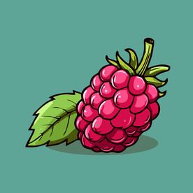 手绘树莓水果矢量插图卡通美食