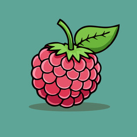 手绘树莓水果矢量插图卡通美食