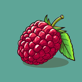 手绘树莓水果矢量插图卡通美食