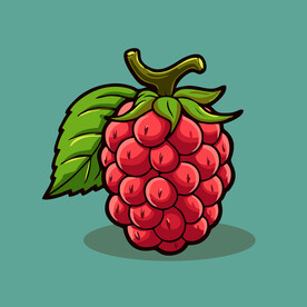 手绘树莓水果矢量插图卡通美食