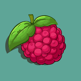 手绘树莓水果矢量插图卡通美食