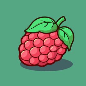 手绘树莓植物水果矢量简笔画