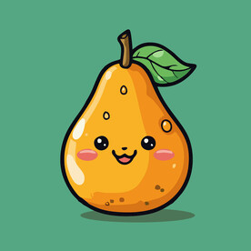 手绘黄梨卡通水果矢量插图