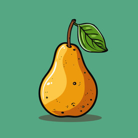 手绘黄梨卡通水果矢量插图