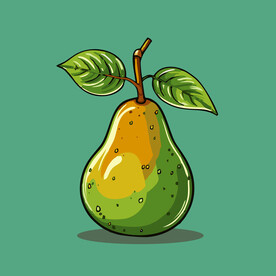 手绘黄梨卡通水果矢量插画