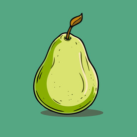 手绘黄梨卡通水果矢量插画