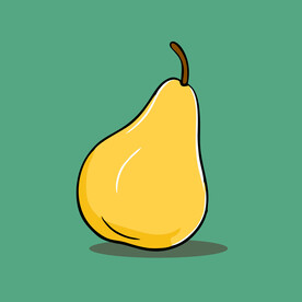 手绘黄梨卡通水果矢量插画