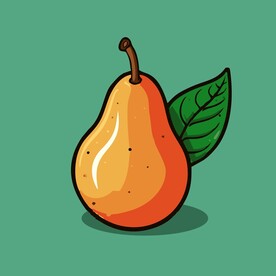 手绘黄梨卡通水果矢量插画