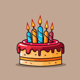 美味水果奶油蛋糕卡通矢量插画