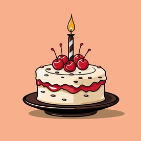 美味水果奶油蛋糕卡通矢量插画