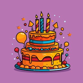 美味水果奶油蛋糕卡通矢量插画