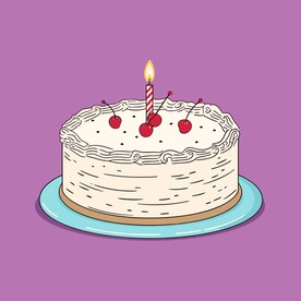 美味水果奶油蛋糕卡通矢量插画