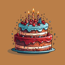 美味水果奶油蛋糕卡通矢量插画