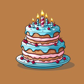 美味水果奶油蛋糕卡通矢量插画