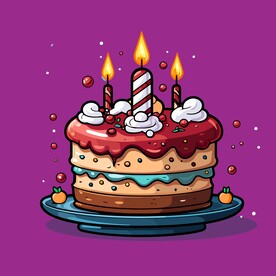 美味水果奶油蛋糕卡通矢量插画