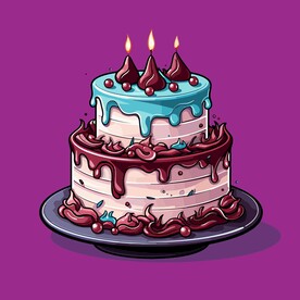 美味水果奶油蛋糕卡通矢量插画