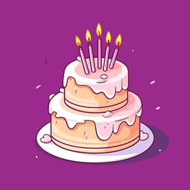 美味水果奶油蛋糕卡通矢量插画