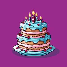 美味水果奶油蛋糕卡通矢量插画