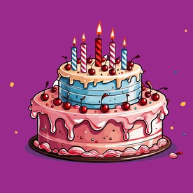 美味水果奶油蛋糕矢量插画