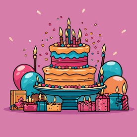 美味水果奶油蛋糕卡通矢量插画