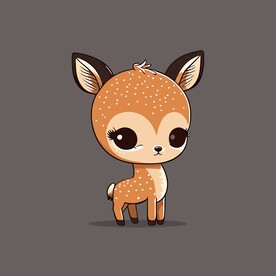 可爱小鹿动物卡通矢量简笔画