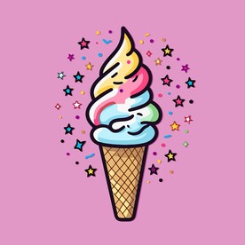 美味多彩果味冰激凌矢量插画