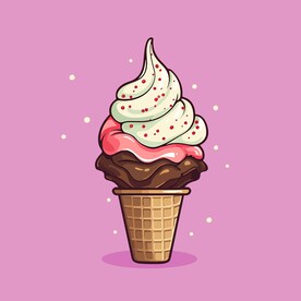 美味多彩果味冰激凌矢量插画