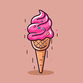 美味多彩果味冰激凌矢量插画