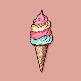 美味多彩果味冰激凌矢量插画