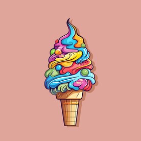 美味多彩果味冰激凌矢量插画