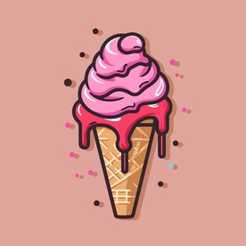 美味多彩果味冰激凌矢量插画