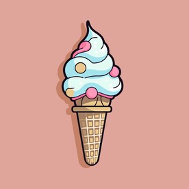 美味多彩果味冰激凌矢量插画