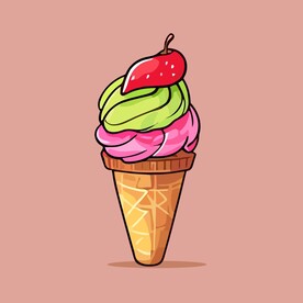 美味多彩果味冰激凌矢量插画