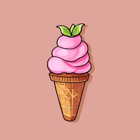 美味多彩果味冰激凌矢量插画