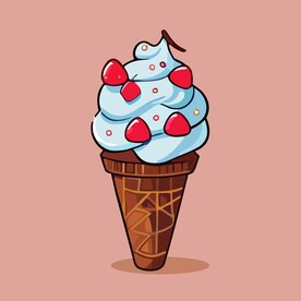 美味多彩果味冰激凌矢量插画