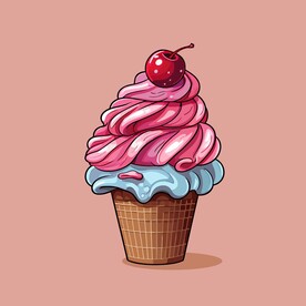 美味多彩果味冰激凌矢量插画