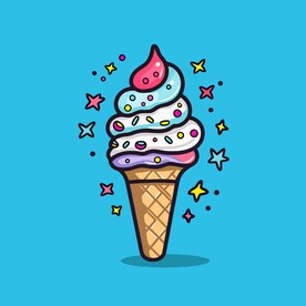 美味多彩果味冰激凌矢量插画