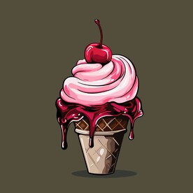 美味多彩果味冰激凌矢量插画